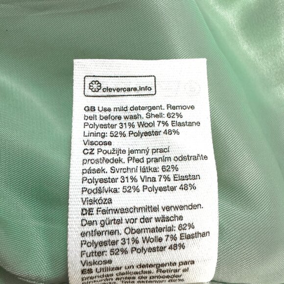 NWT & Other Stories Belted Tailored Overlap Mini Skirt Mint Green Women's Size 2 - Picture 7 of 7
